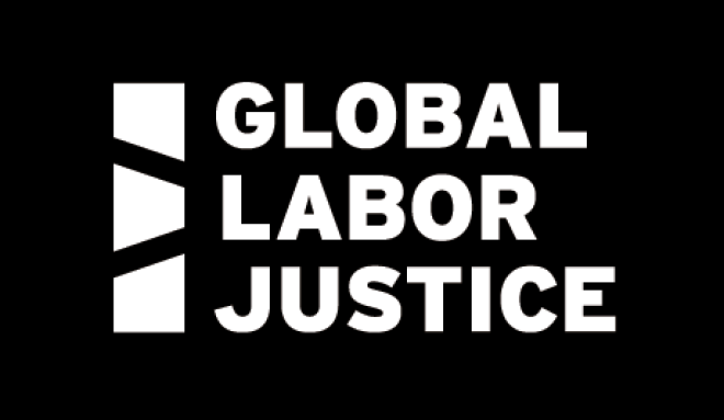 Global Labor Justice logo, black with white background 