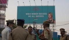 An Ivanka Trump billboard in India that reads “When Women Succeed, We All Succeed.”
